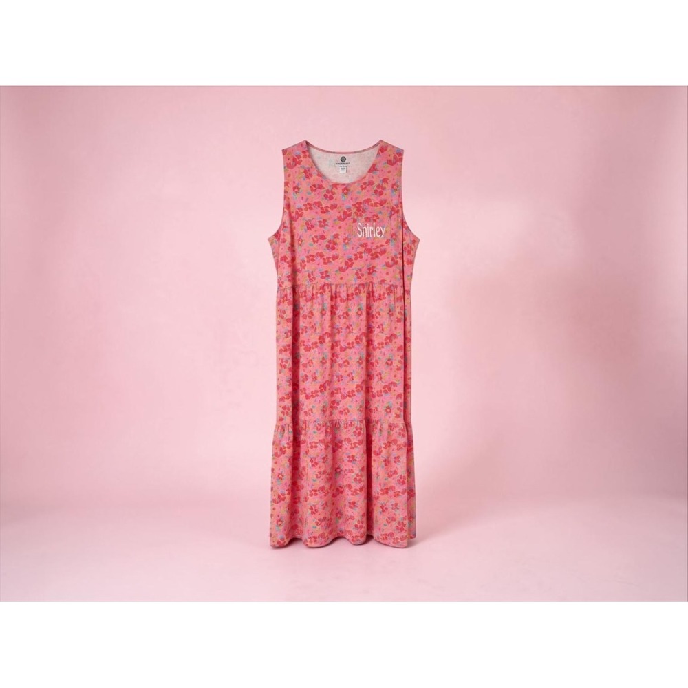 Marleylilly Pink Floral‎ Tiered Midi Dress Shirley Monogram Sleeveless XL NWOT